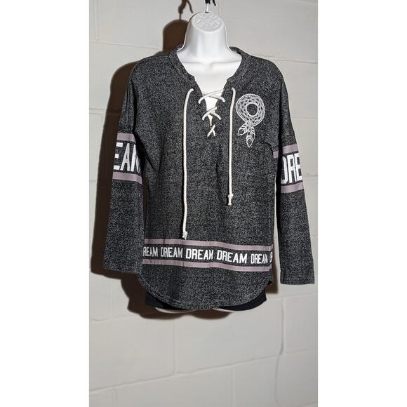 No Boundaries Dream Lace Up Long Sleeve Top Pullover Sweatshirt Medium - Picture 1 of 5